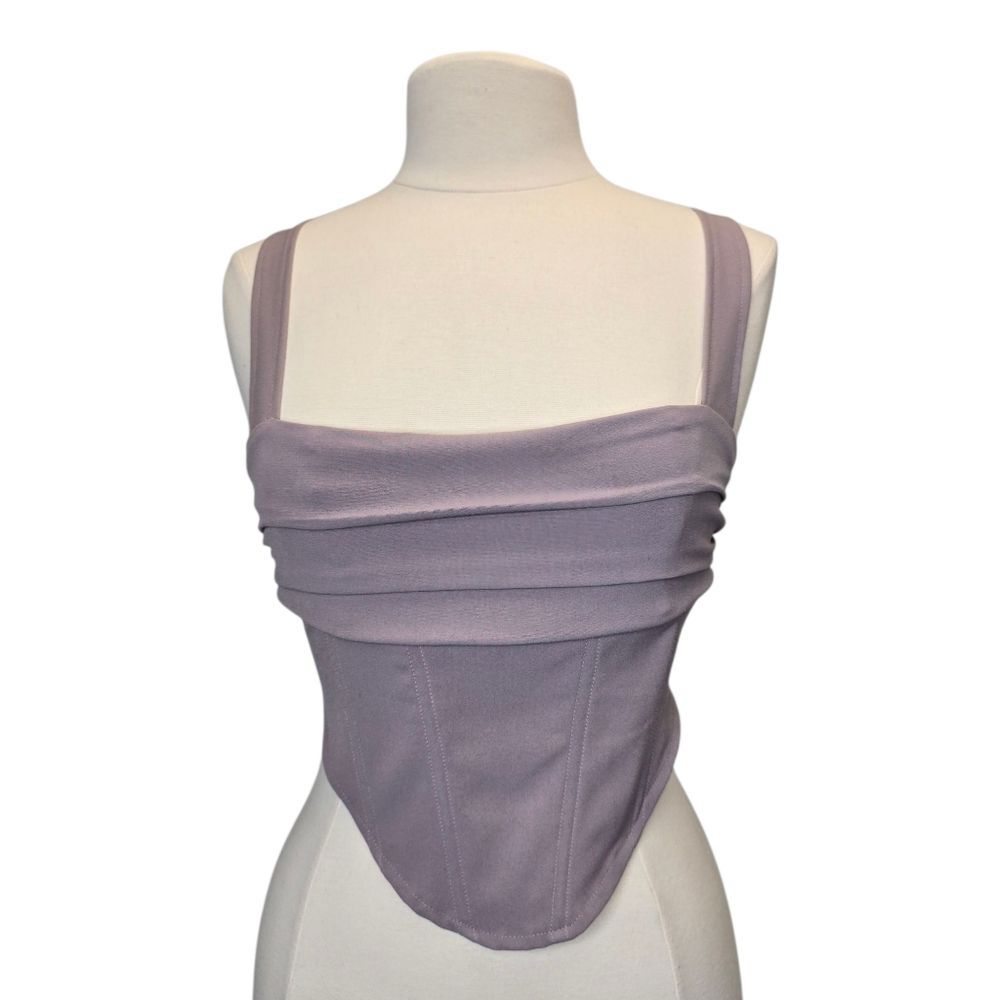 NWT Forever 21 Women's M Lavender Grey Violet Corset Bustier Top